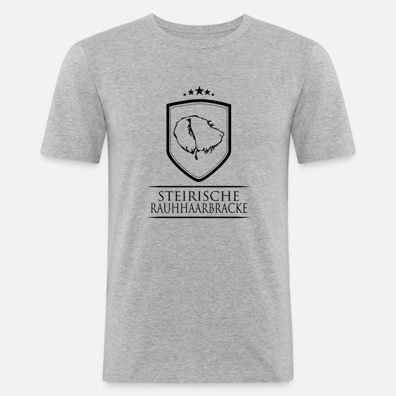 STEIRISCHE RAUHHAARBRACKE WAPPEN - Männer Slim Fit T-Shirt - Grau meliert