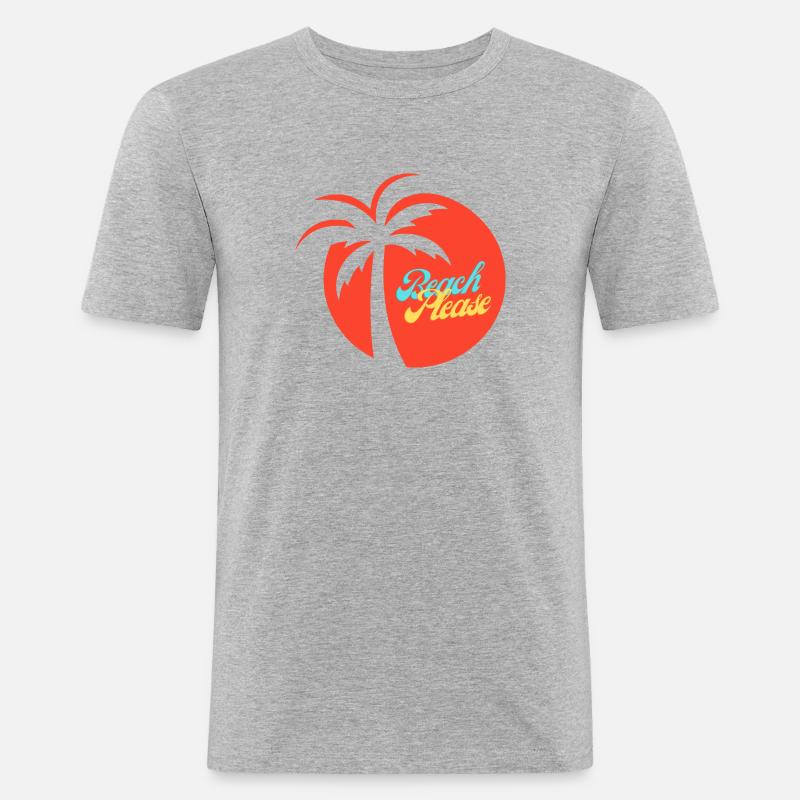 Beach Please rot - Männer Slim Fit T-Shirt - Grau meliert