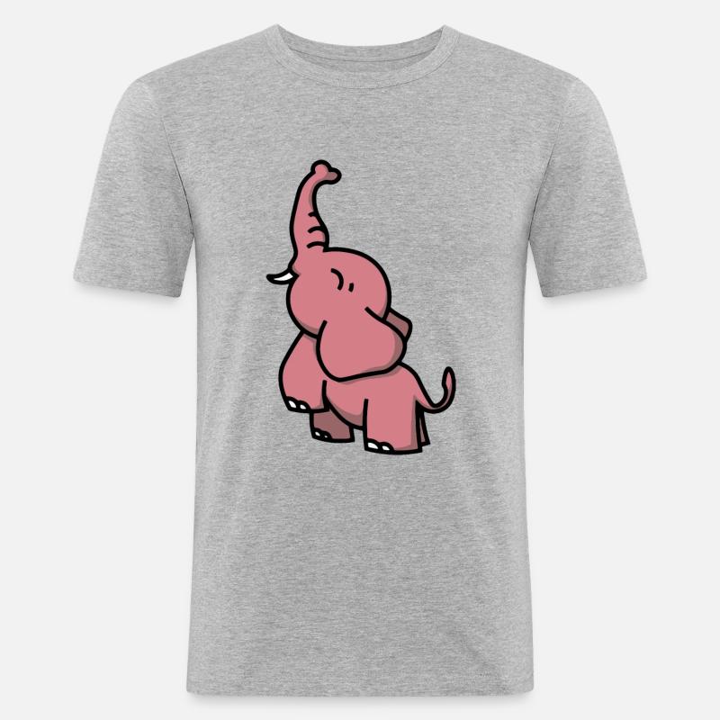 Baby Elefant - Elephant - Geschenkidee Mädchen - Männer Slim Fit T-Shirt - Grau meliert