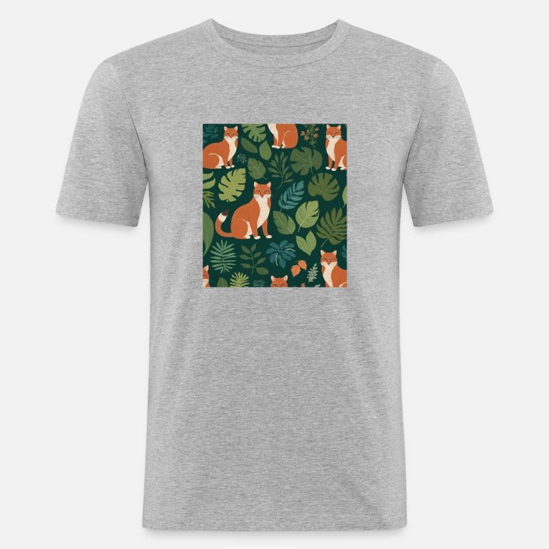 Ein Fuchs zwischen den Blättern - Männer Slim Fit T-Shirt - Grau meliert