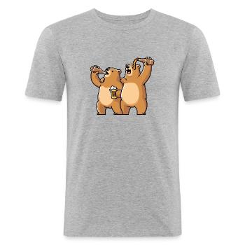 Bärlin Party Beer Bear Gang - Prost Berlin - Men's Slim Fit T-Shirt - heather grey - Front - Nik (191cm)