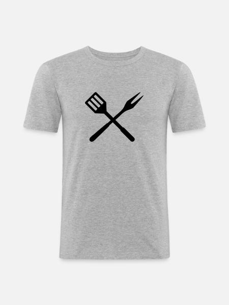 bbq - Men's Slim Fit T-Shirt - heather grey