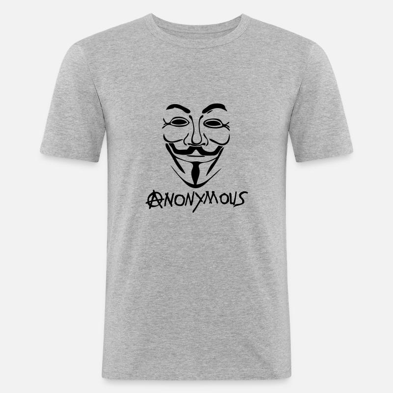 anarchy logo anonymous mask mask - Men's Slim Fit T-Shirt - heather grey