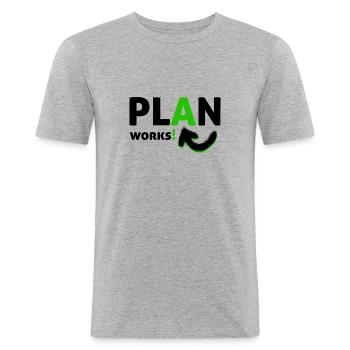 plan a - Männer Slim Fit T-Shirt - Grau meliert - Vorne - Nik (191cm)