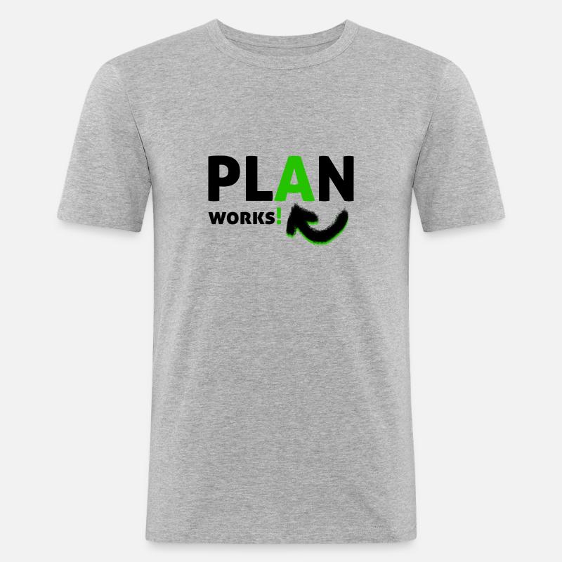plan a - Männer Slim Fit T-Shirt - Grau meliert
