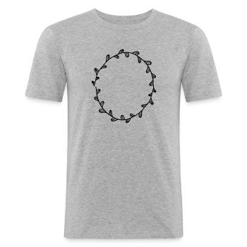 Floral Garland Flowers Hearts 19 Drawing Area 19 - Men's Slim Fit T-Shirt - heather grey - Front - Nik (191cm)