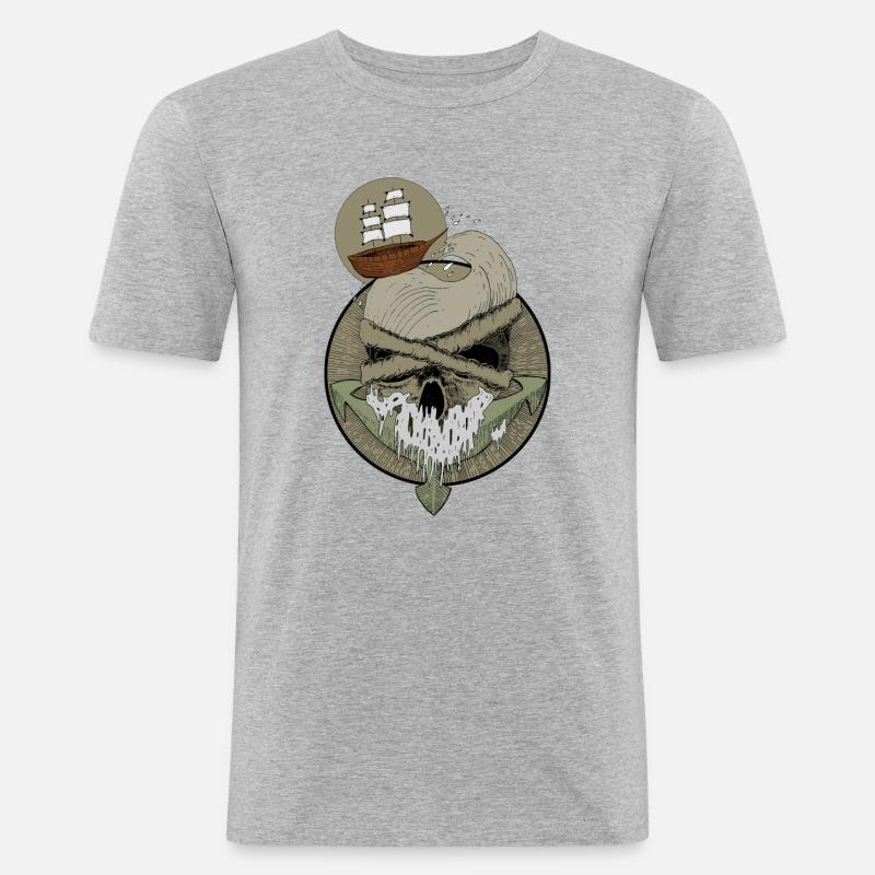 Ankerschädel - Männer Slim Fit T-Shirt - Grau meliert