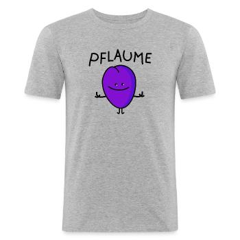 lustige Pflaume - Männer Slim Fit T-Shirt - Grau meliert - Vorne - Nik (191cm)