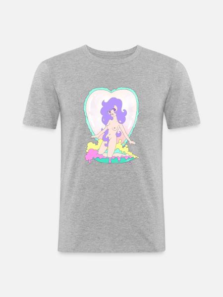 Fée perle - T-shirt près du corps Homme - gris chiné