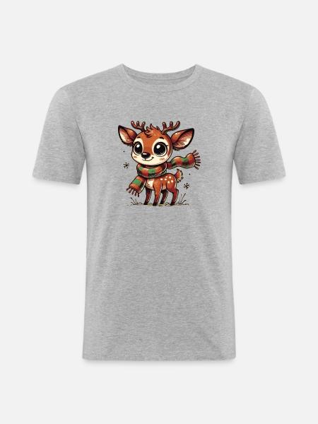 Baby-Hirsch - Männer Slim Fit T-Shirt - Grau meliert