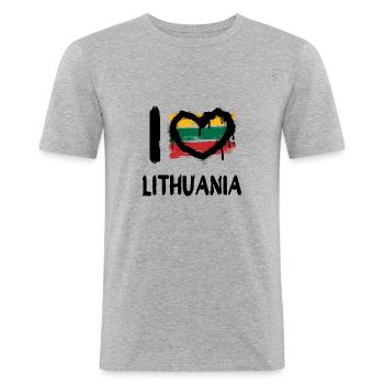 I love Lithuania / I love Lithuania Country Countries - Men's Slim Fit T-Shirt - heather grey - Front - Nik (191cm)
