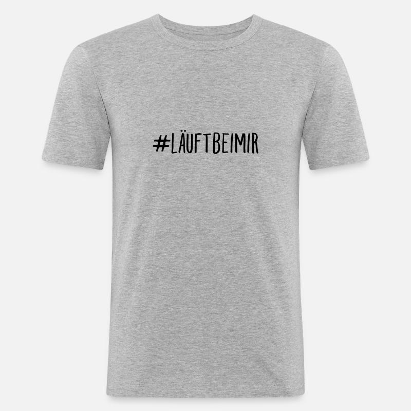 #läuftbeimir - Männer Slim Fit T-Shirt - Grau meliert