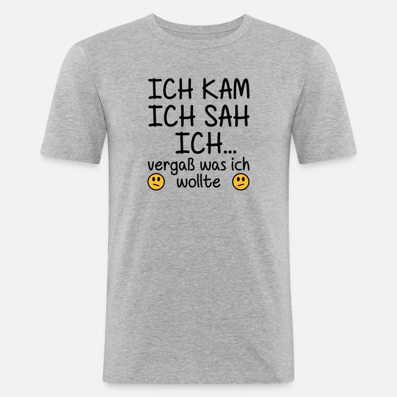 Ich kam, ich sah, ich - Männer Slim Fit T-Shirt - Grau meliert