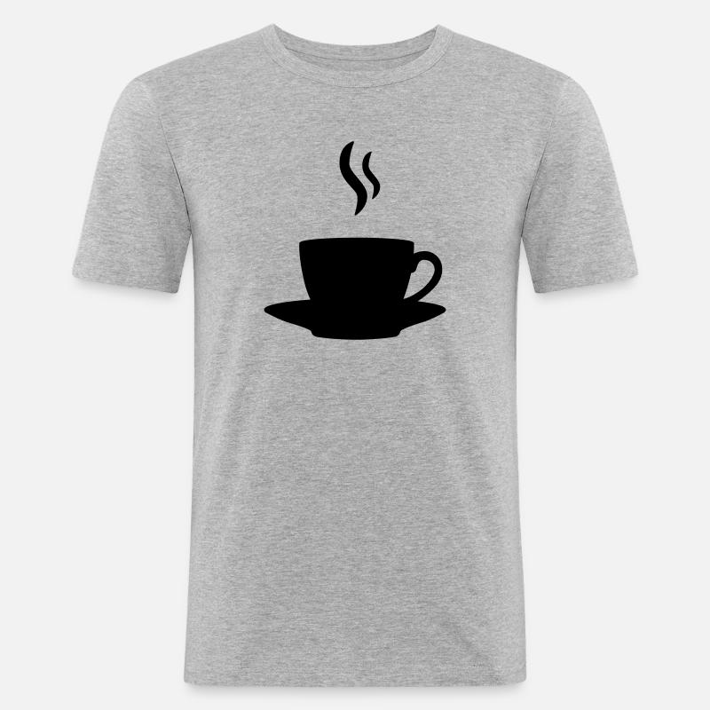Kaffee oder Tee - Männer Slim Fit T-Shirt - Grau meliert