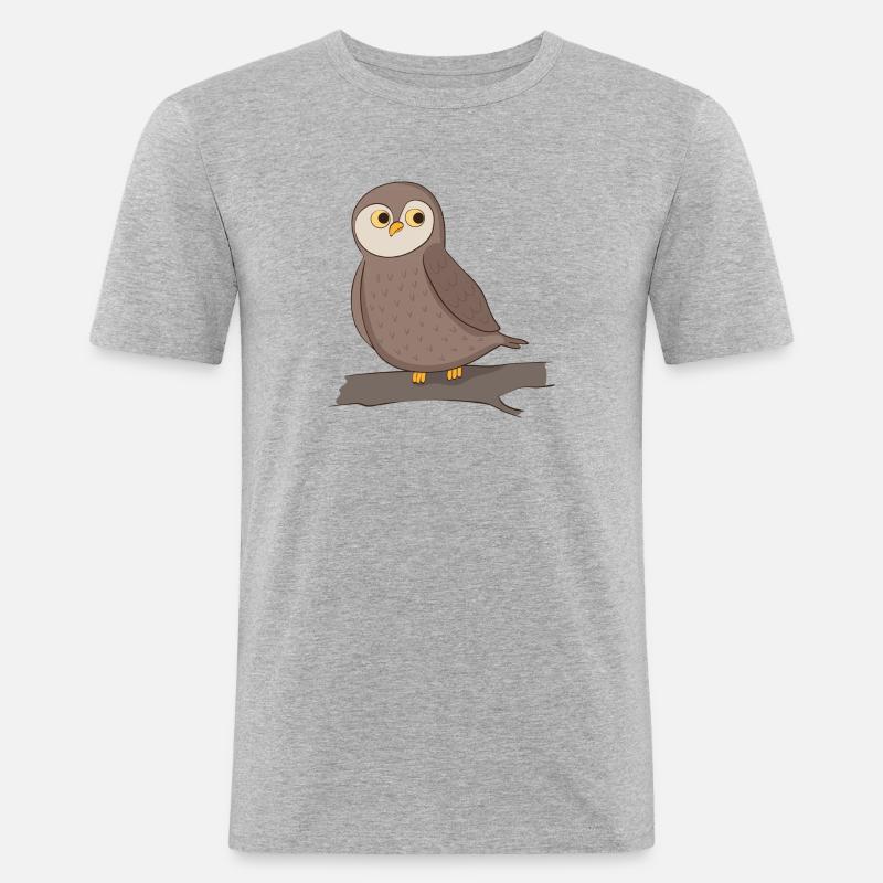 Eule - Männer Slim Fit T-Shirt - Grau meliert