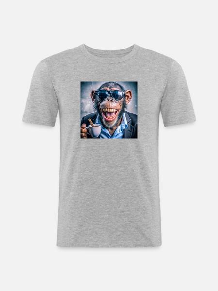 Funky Monkey 3 - Männer Slim Fit T-Shirt - Grau meliert
