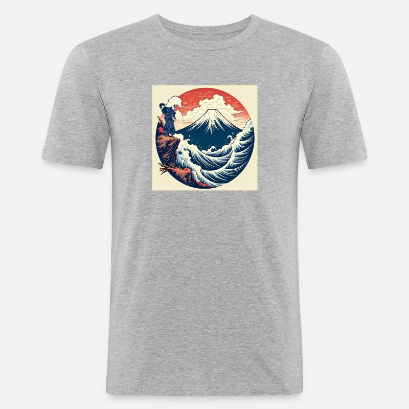Samurai Vision - Männer Slim Fit T-Shirt - Grau meliert