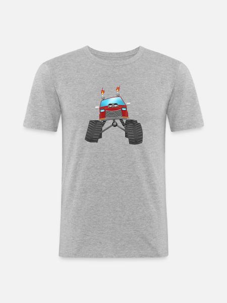 Monstertruck - Männer Slim Fit T-Shirt - Grau meliert