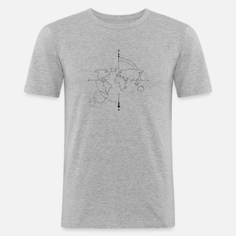 Kompass - Männer Slim Fit T-Shirt - Grau meliert