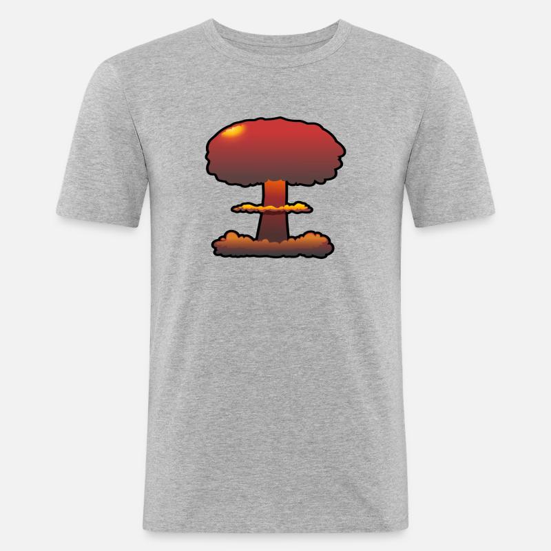 Boom Comic Explosion Atompilz - Männer Slim Fit T-Shirt - Grau meliert