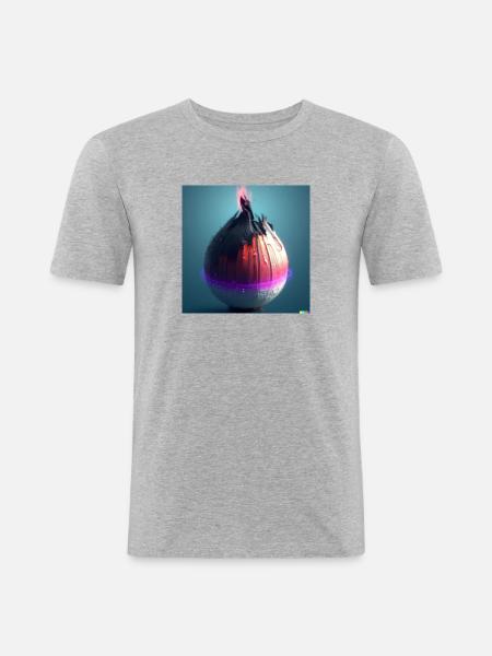 Space Onion - Männer Slim Fit T-Shirt - Grau meliert