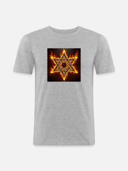 Demon Star - Männer Slim Fit T-Shirt - Grau meliert