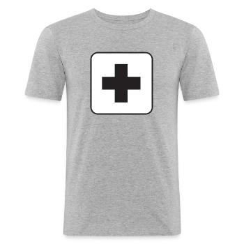First aid - Men's Slim Fit T-Shirt - heather grey - Front - Nik (191cm)