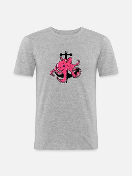 Octopus - octopus - anchor - Men's Slim Fit T-Shirt - heather grey