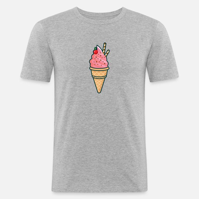 Eiscreme, Eis, Sommer, Sonne - Männer Slim Fit T-Shirt - Grau meliert