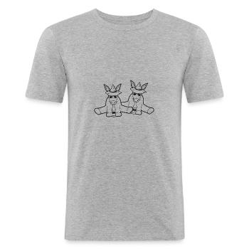 2 freunde team bayern hut bier alkohol - Männer Slim Fit T-Shirt - Grau meliert - Vorne - Nik (191cm)