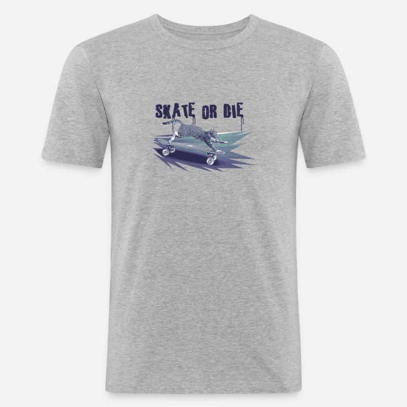 Skate oder stirb - Männer Slim Fit T-Shirt - Grau meliert