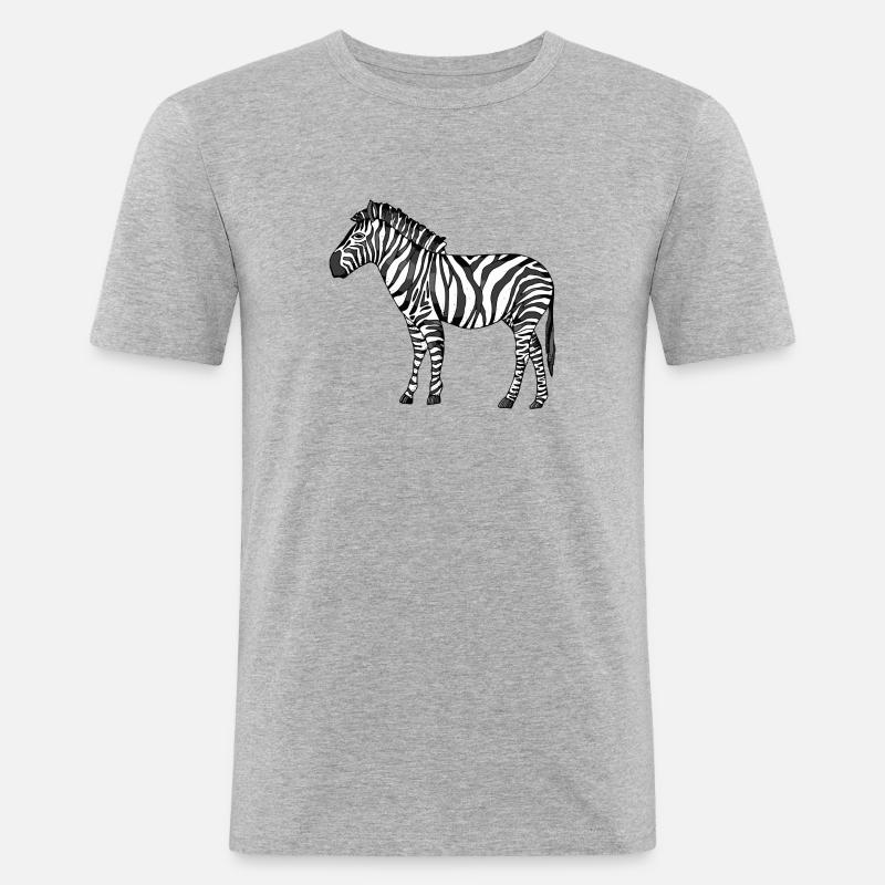 Zebra - Männer Slim Fit T-Shirt - Grau meliert