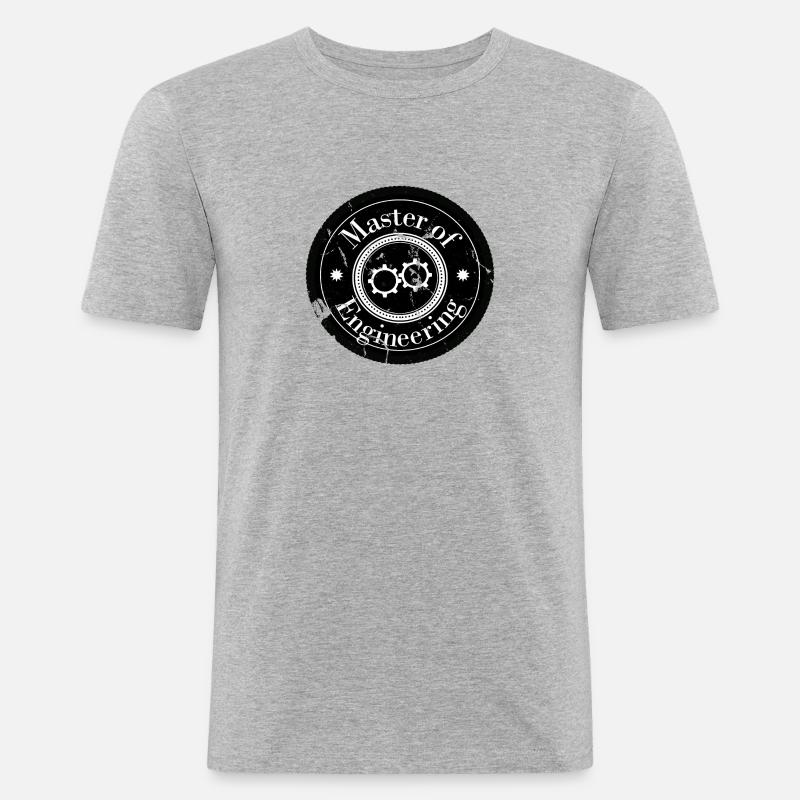 Master of Engineering Logo Patch - Männer Slim Fit T-Shirt - Grau meliert