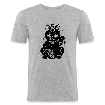 Maneki Neko Gotik - Männer Slim Fit T-Shirt - Grau meliert - Vorne - Nik (191cm)