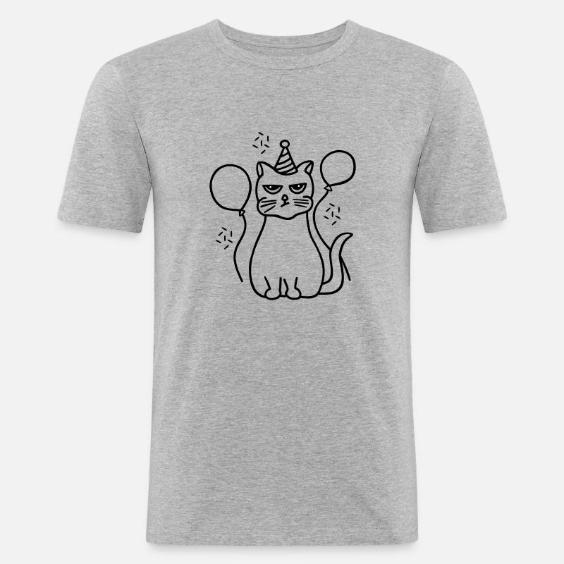 Mürrische Katze - Männer Slim Fit T-Shirt - Grau meliert