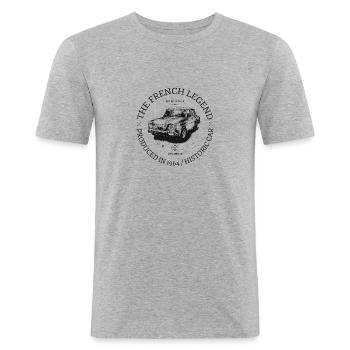 R8 Gordini - T-shirt près du corps Homme - gris chiné - Devant - Nik (191cm)