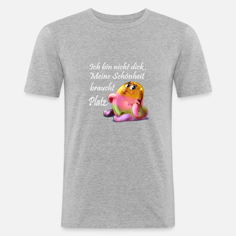 Ich bin nicht dick - Männer Slim Fit T-Shirt - Grau meliert
