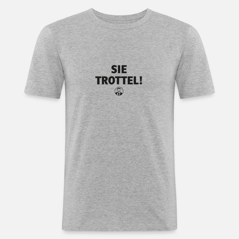 FJS - trottel.2 - Männer Slim Fit T-Shirt - Grau meliert