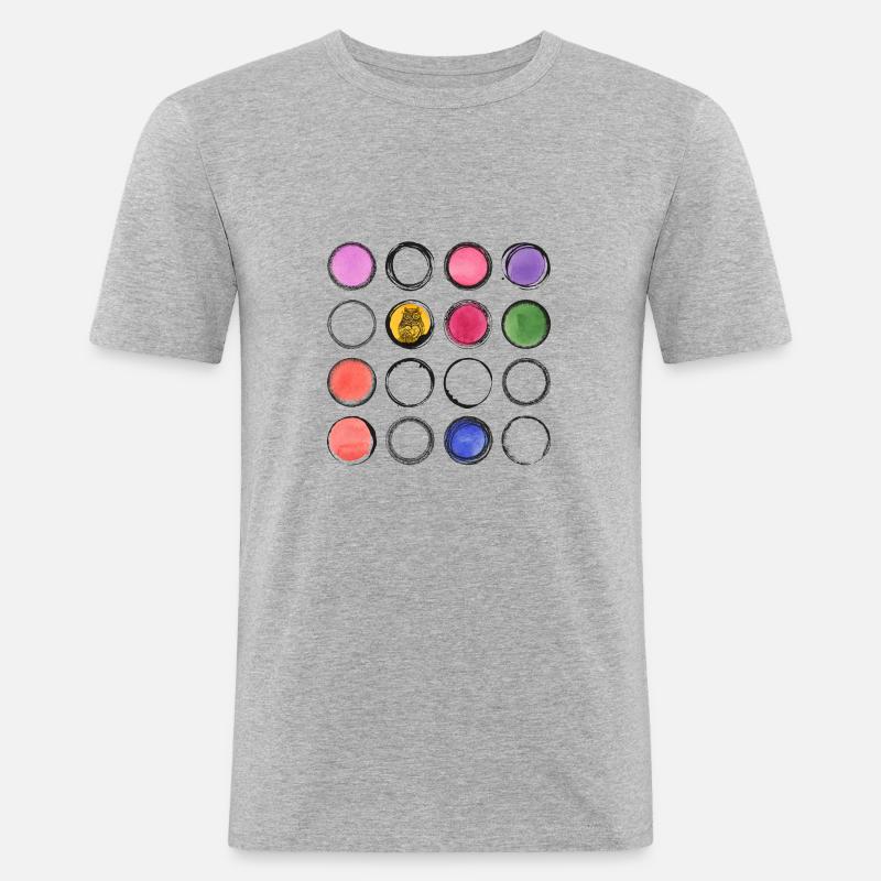 bunte Eule Muster Kreis - Männer Slim Fit T-Shirt - Grau meliert