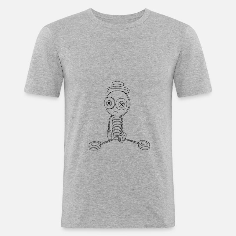 Mr Button sitzt - Männer Slim Fit T-Shirt - Grau meliert