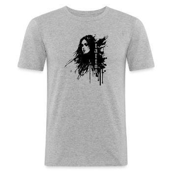 Sexy Tinte bespritzte Frau - Männer Slim Fit T-Shirt - Grau meliert - Vorne - Nik (191cm)