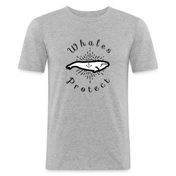 Whales protect - Men's Slim Fit T-Shirt - heather grey - Front - Nik (191cm)