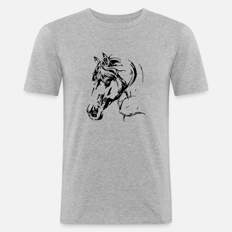 Pferd - Männer Slim Fit T-Shirt - Grau meliert