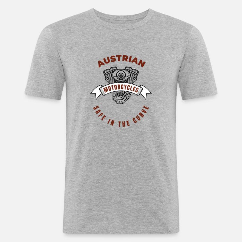 Austrian Motorcycles - Männer Slim Fit T-Shirt - Grau meliert