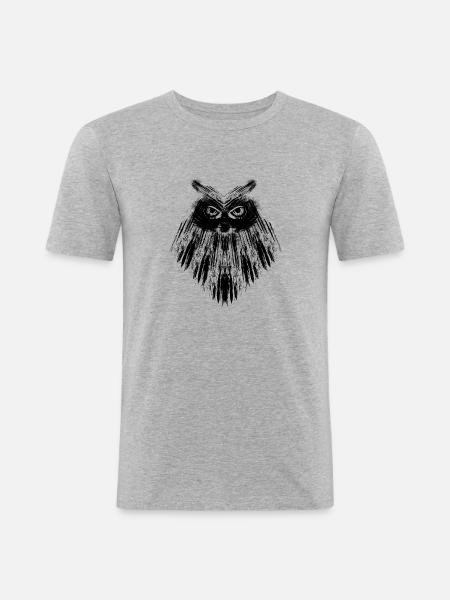 Owl owl black calligraphic - Men's Slim Fit T-Shirt - heather grey