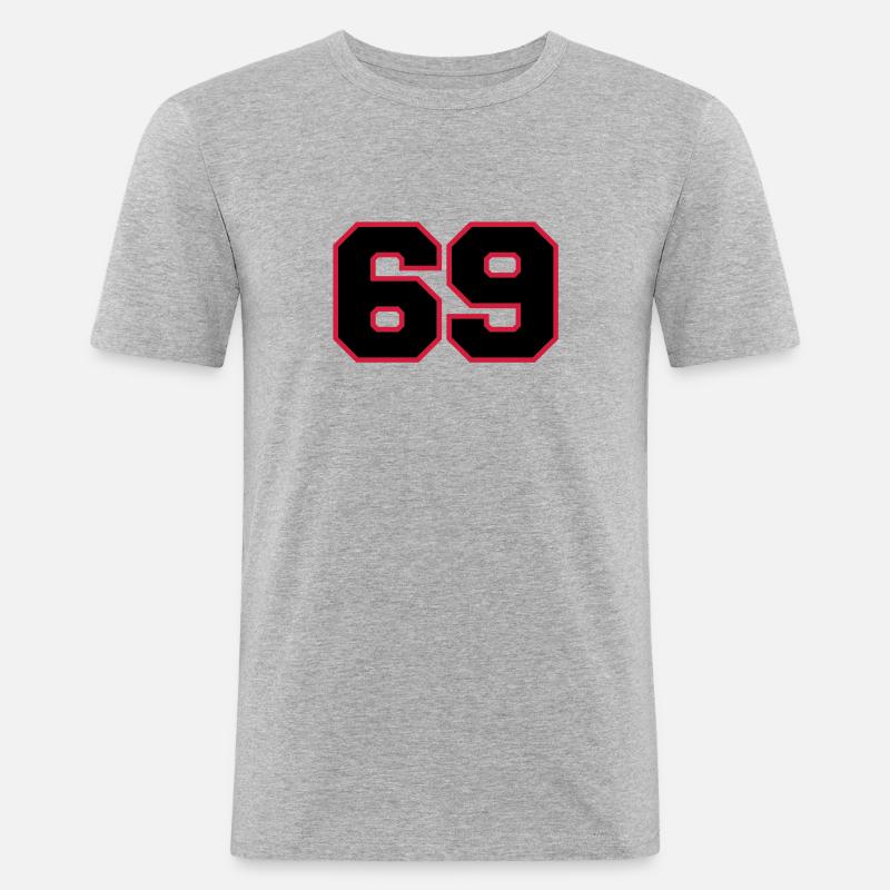 number69 - Männer Slim Fit T-Shirt - Grau meliert