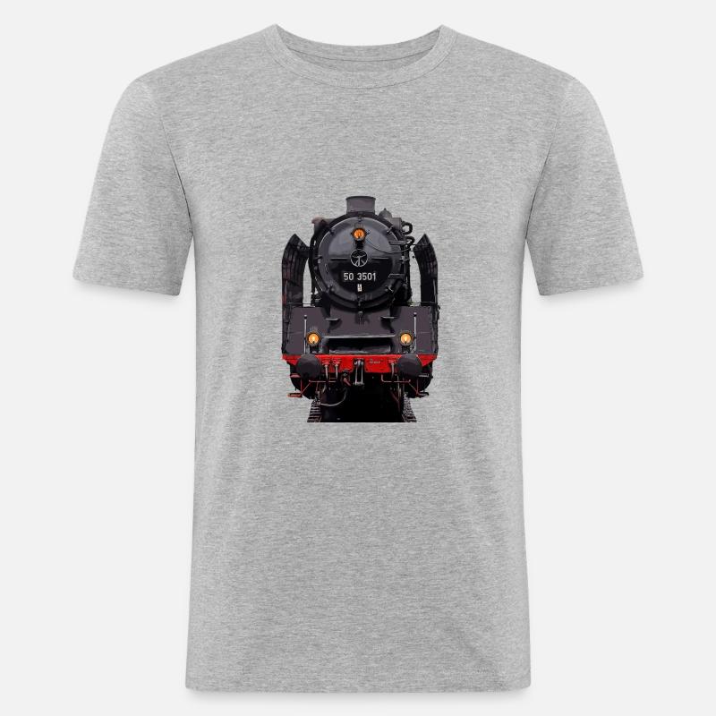 Locomotive à vapeur 50 3501 - T-shirt près du corps Homme - gris chiné