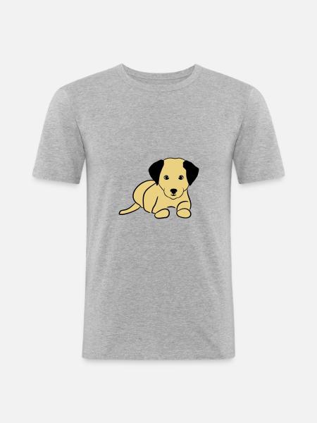 Cute dog, pochen - Men's Slim Fit T-Shirt - heather grey