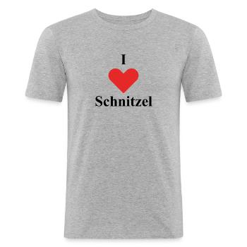 i love schnitzel - Men's Slim Fit T-Shirt - heather grey - Front - Nik (191cm)