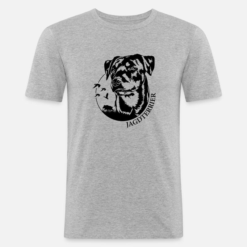 Jagdterrier Jagdhunde Jagdhund Hunde Wilsigns - Männer Slim Fit T-Shirt - Grau meliert